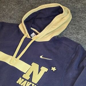 Nike Navy US Naval Academy Hoodie Mens L Pullover Sweatshirt Gold Blue